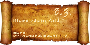 Blumenschein Zalán névjegykártya